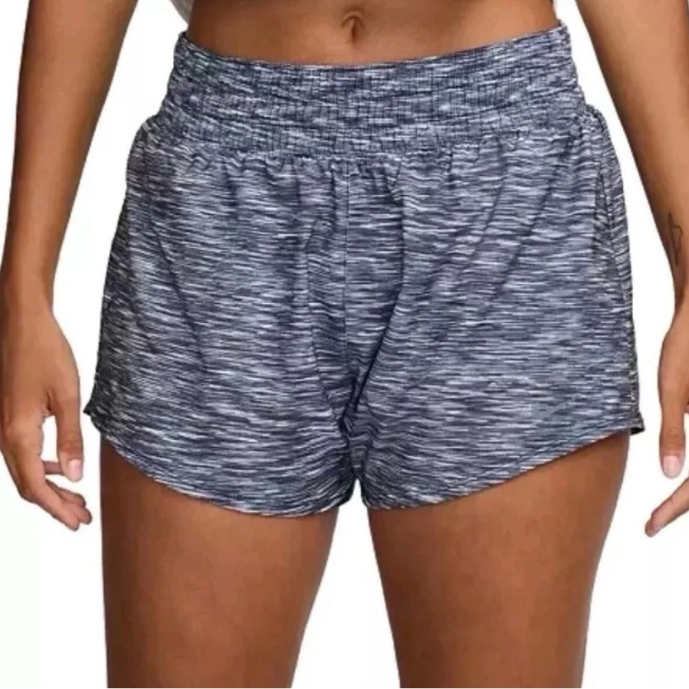 Nike Women's Black and Gray Dri-Fit mid rise lined shorts L